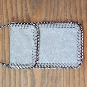 Gray Crossbody Bag with Gunmetal Gray Accents and Chain
